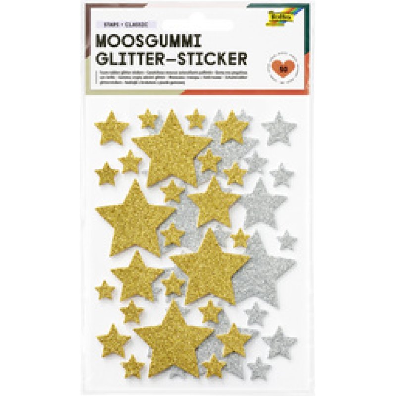 folia Sticker pailleté en caoutchouc mousse STARS XMAS
