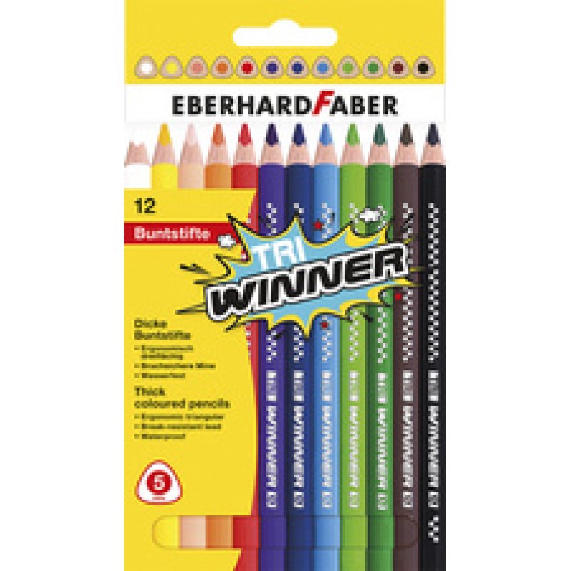 EBERHARD FABER Crayon de couleur TRI WINNER, étui de 12