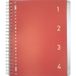 kangaro Cahier à spirale 4en1, A4, ligné, 200 pages, rouge