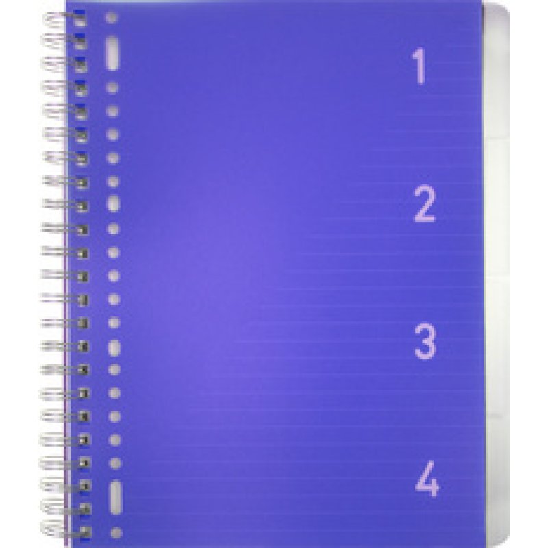 kangaro Cahier à spirale 4en1, A4, ligné, 200 pages, bleu