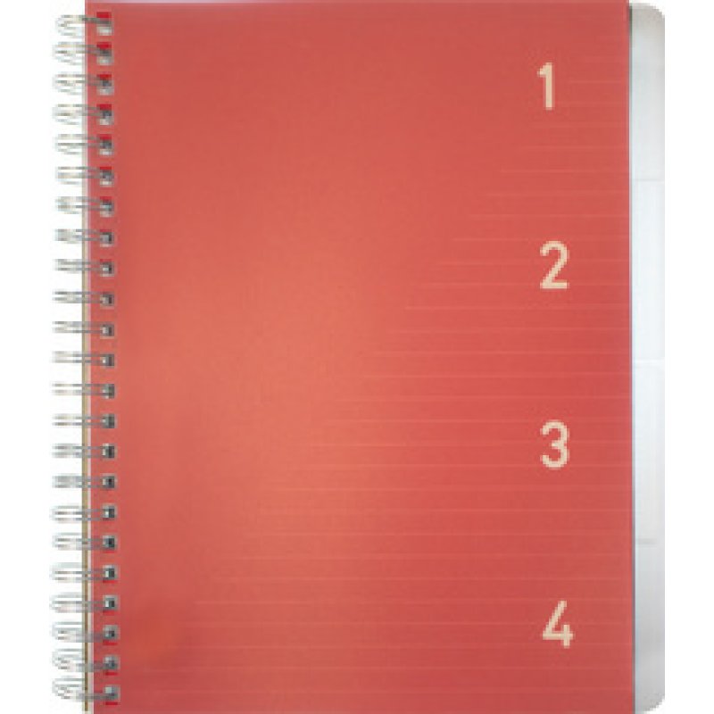 kangaro Cahier à spirale 4en1, A5, ligné, 200 pages, rouge