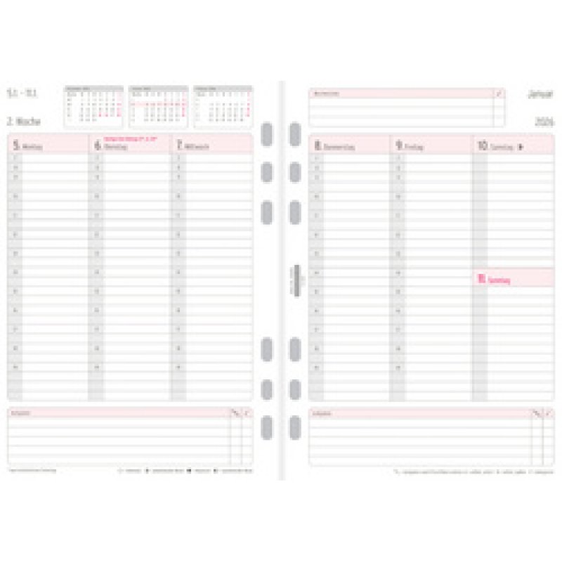 CHRONOPLAN Wochenplan 2026, 1 Woche/2 Seiten, A5, Spalten