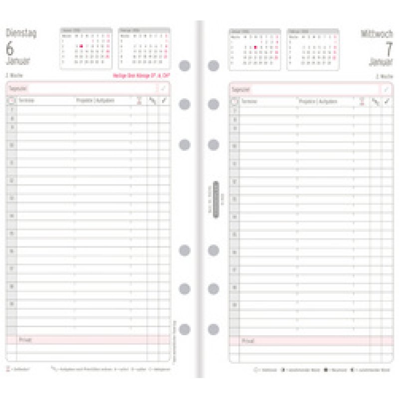CHRONOPLAN Tagesplan 2026, 1 Tag/1 Seite, Midi, 96 x 172 mm