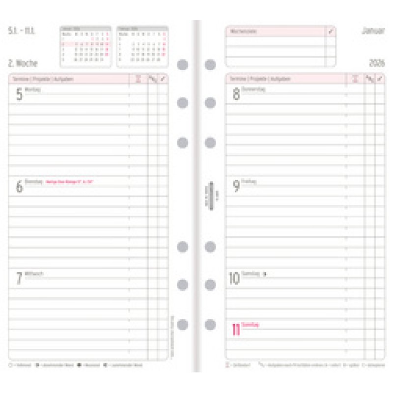 CHRONOPLAN Wochenplan 2026, 1 Woche/2 Seiten, Midi, Zahlen