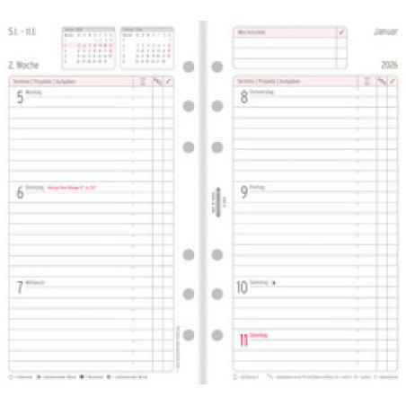 CHRONOPLAN Wochenplan 2026, 1 Woche/2 Seiten, Midi, Zahlen