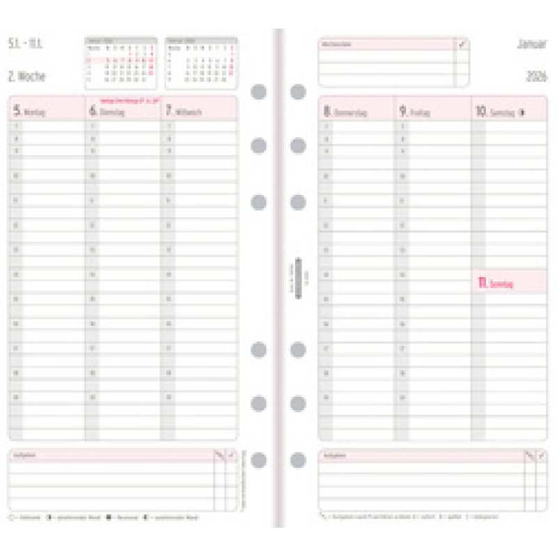 CHRONOPLAN Wochenplan 2026, 1 Woche/2 Seiten, Midi, Zahlen