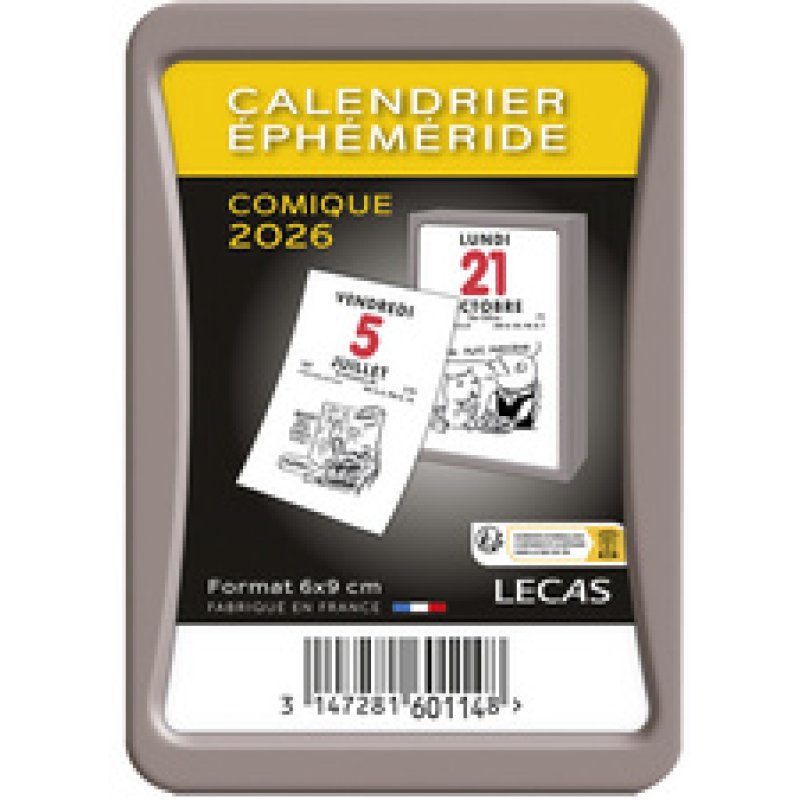 LECAS Bloc calendrier éphéméride, comique, 60 x 90 mm, 2026