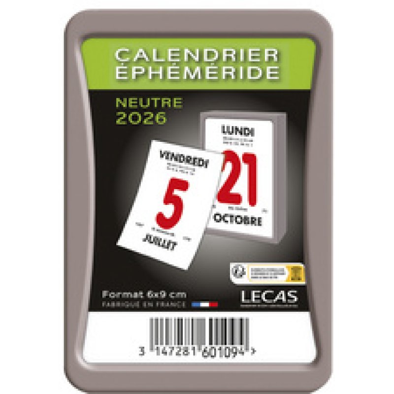 LECAS Bloc calendrier éphéméride, comique, 60 x 90 mm, 2026