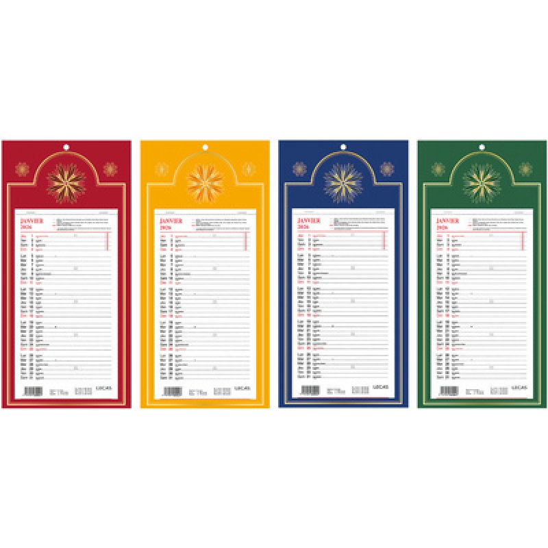 LECAS Calendrier mural long, 160 x 330 mm, fond Skytos, 2026