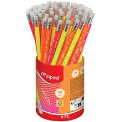 Maped Crayon à papier NEON, avec gomme, dureté: HB, pot 72