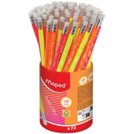 Maped Crayon à papier NEON, avec gomme, dureté: HB, pot 72