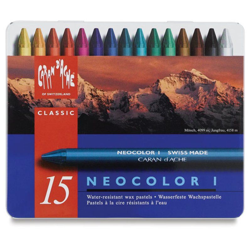 Caran d-Ache NEOCOLOR I Pastel à la cire Dur Bleu, Multicolore 15 pièce(s)