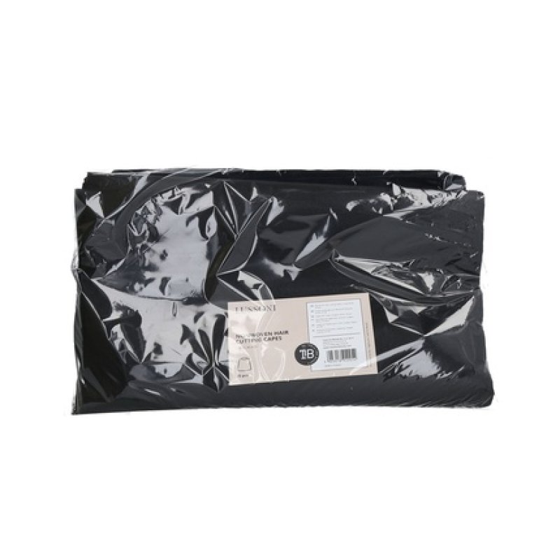 LUSSONI Disposable Salon Capes Black Large - Pack of 25