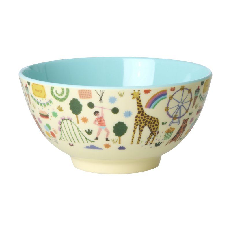 Rice - Melamine Bowl with Fun Fair Print - Mint - Medium