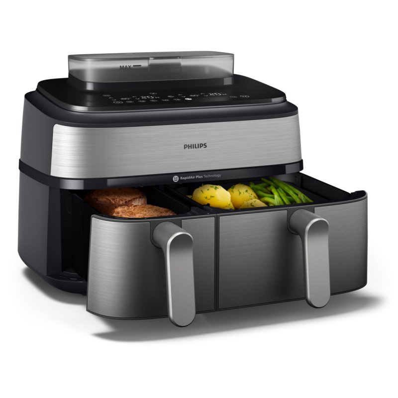 Philips 5000 series NA555/00 fryer Double 9 L Stand-alone 2750 W Hot air fryer Silver