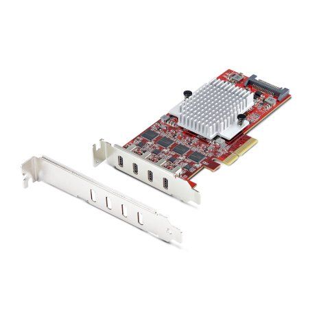 StarTech.com Carte PCIe USB-C 4 Ports, USB 3.2 10 Gbit/s, Carte d'Extension PCI Express USB-C, 4 Contrôleurs USB