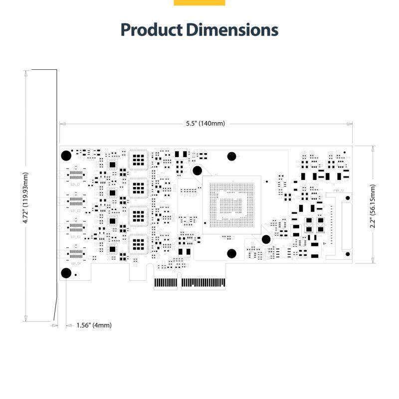 StarTech.com Carte PCIe USB-C 4 Ports, USB 3.2 10 Gbit/s, Carte d'Extension PCI Express USB-C, 4 Contrôleurs USB