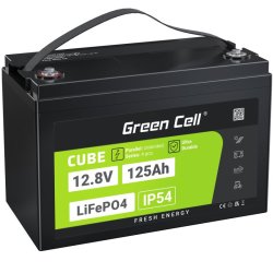 Green Cell Žalias Cell CUBE LiFePO4 125Ah 12 8V 1600Wh liio geležies fosfato baterija kemperiui sauls energijai 