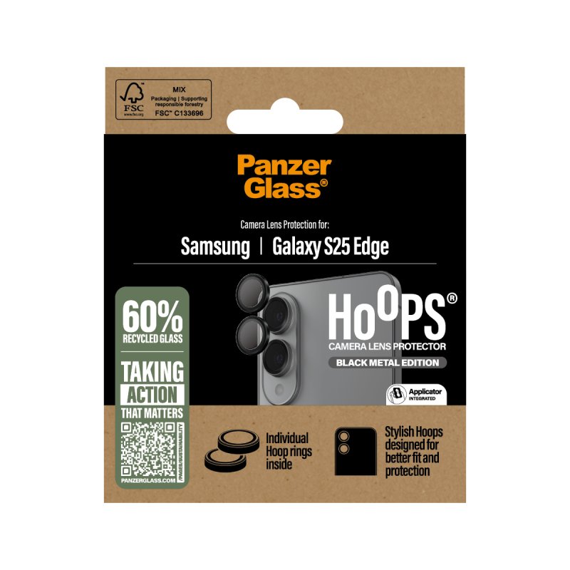 PanzerGlass - Hoops Black Camera Lens Protector Samsung S25 Edge