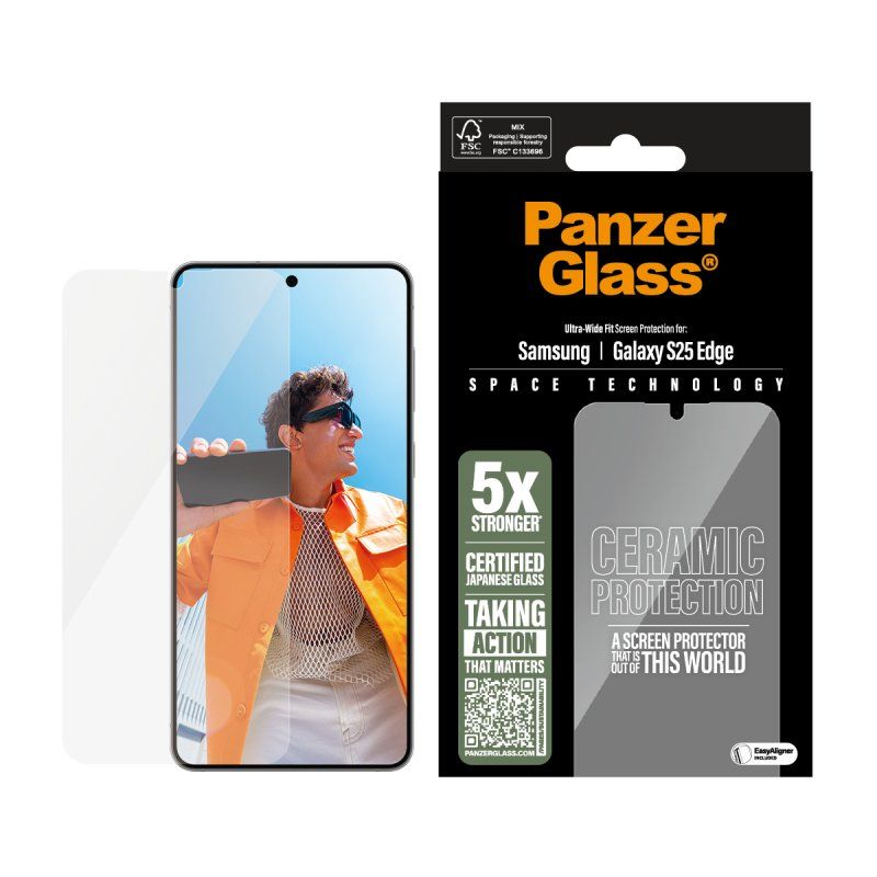 PanzerGlass Ceramic Screen Protector Samsung S25 Edge | Ultra-Wide Fit Protection d'écran transparent 1 pièce(s)