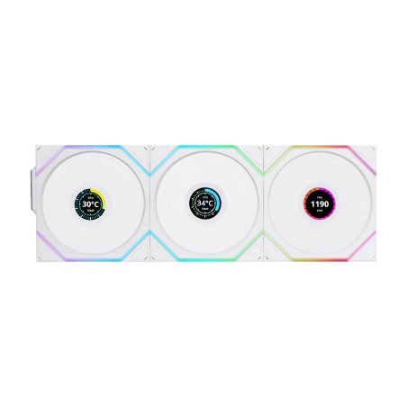 Lian Li UNI FAN TL Wireless LCD Lüfter, ARGB, PWM, 3er-Pack inkl. Controller - 120 mm, weiß
