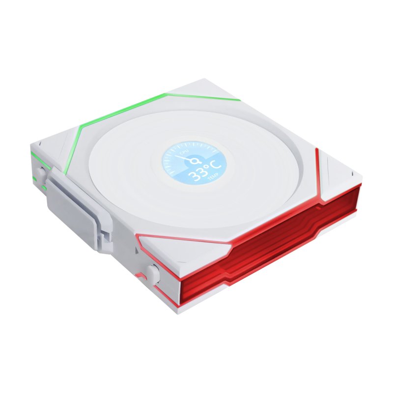 Lian Li UNI FAN TL Wireless LCD Lüfter, ARGB, PWM, 3er-Pack inkl. Controller - 120 mm, weiß