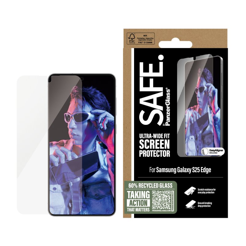 PanzerGlass SAFE. by Screen Protector Samsung S25 Edge | Ultra-Wide Fit