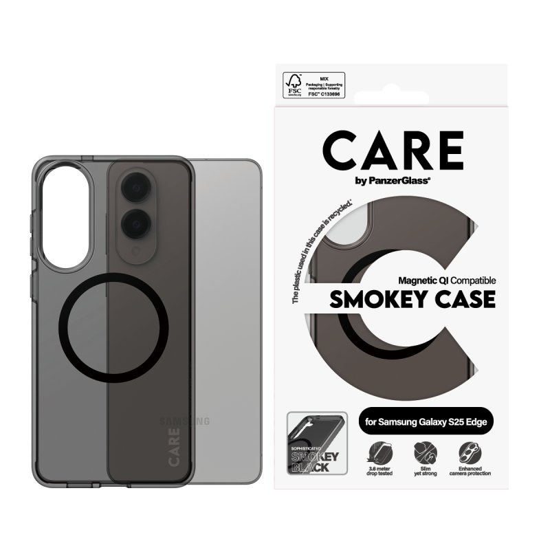 CARE by PanzerGlass - Flagship Case Urban Combat Smokey m. Sort Qi Compatible Samsung S25 Edge