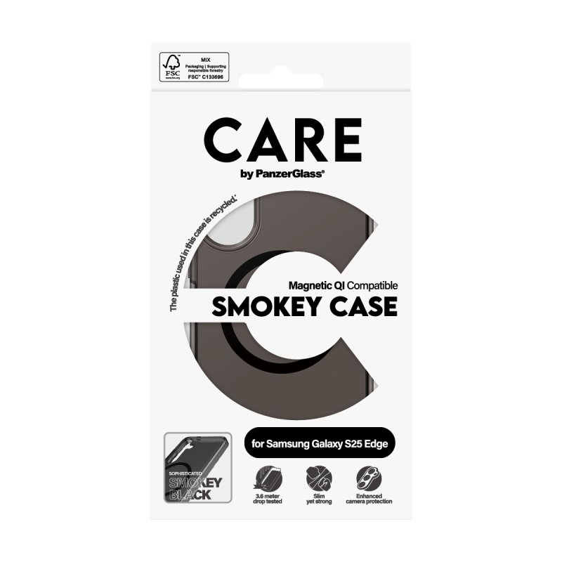 PanzerGlass CARE by Flagship Case Urban Combat Smokey w. Black Qi Compatible Samsung S25 Edge coque de protection pour