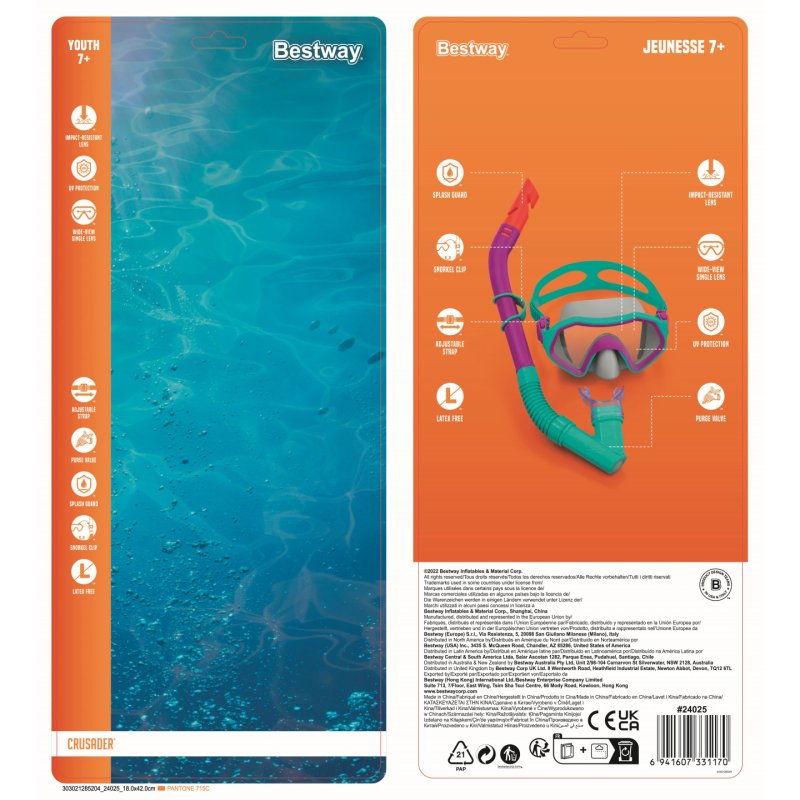 Bestway Masque et tuba Crusader pour jeunes enfants dès 7 ans