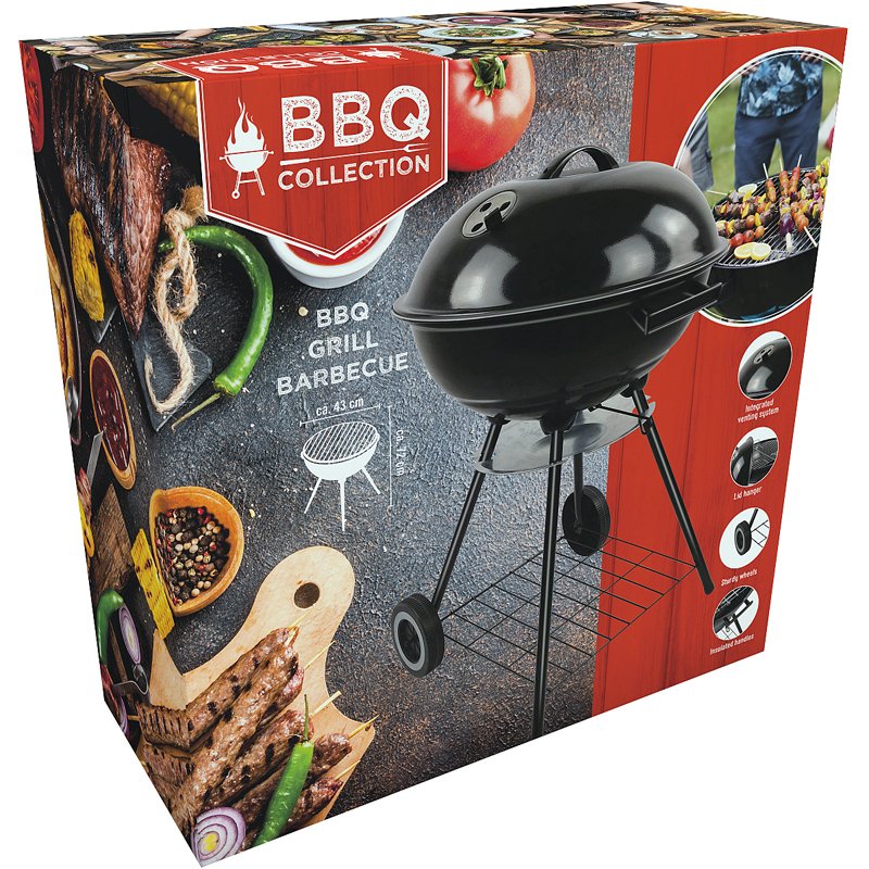 Barbecue 44Cm Acier Avec Couvercle
