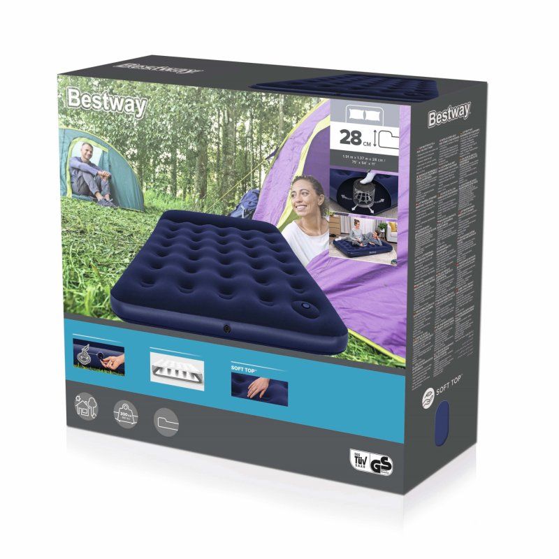 Bestway Matelas gonflable 2 places avec pompe à pied intégrée 191 x 137 x 28 cm