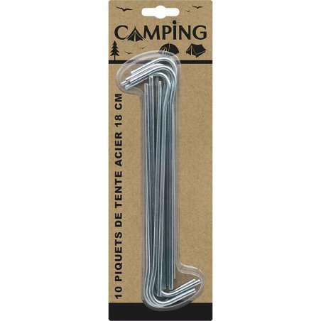 10 PIQUETS TENTE ACIER 18CM