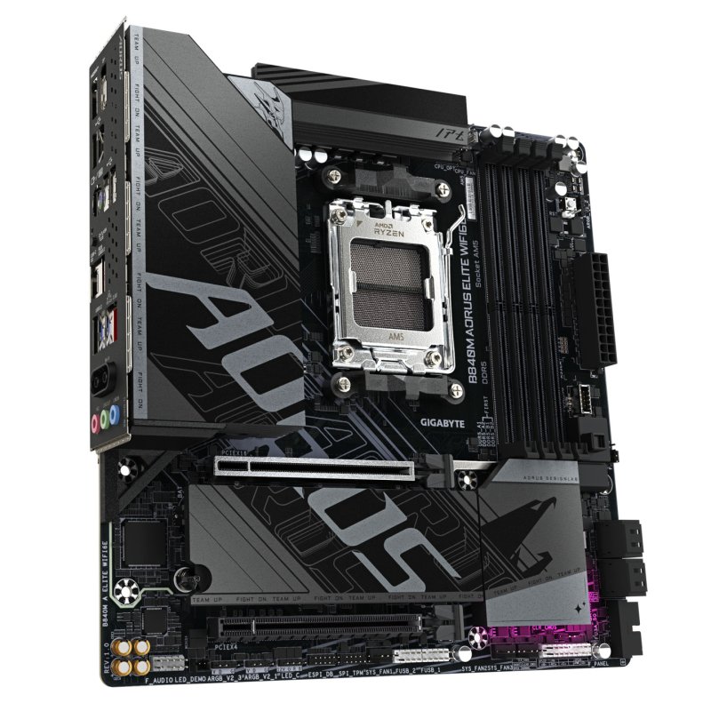 GIGABYTE B840M AORUS ELITE WIFI6E Motherboard - AMD Ryzen 9000 CPUs, 10 2 2 Phases VRM, up to 8200MHz DDR5(O.C), 2xPCIe
