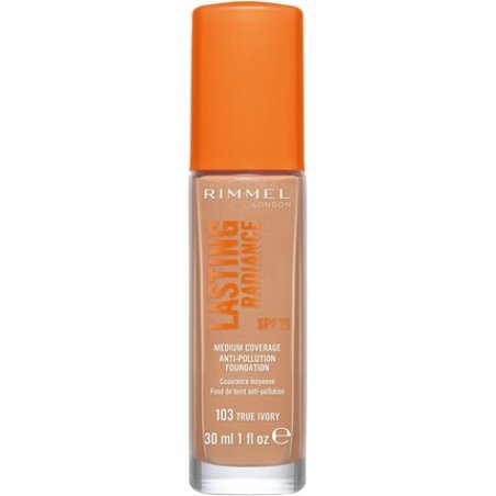 Rimmel Lasting Radiance Medium Coverage Anti Pollution Foundation SPF 25 103 True Ivory 30ml
