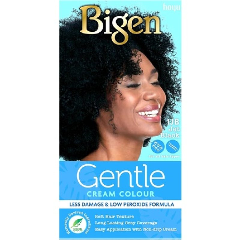 Bigen Gentle Cream Colour No Ammonia Less Damage 88% Natural Ingredients 1JB Deep Black