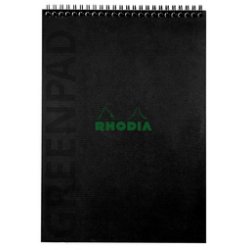 RHODIA Bloc reliure intégrale GREENPAD, A4 , quadrillé, noir