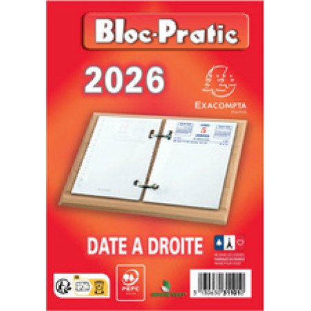 Exacompta Bloc de bureau Bloc-Pratic, 2026, date à gauche