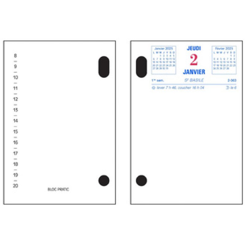 Exacompta Bloc de bureau Bloc-Pratic, 2026, date à gauche