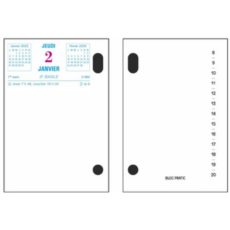 Exacompta Bloc de bureau Bloc-Pratic, 2026, date à gauche