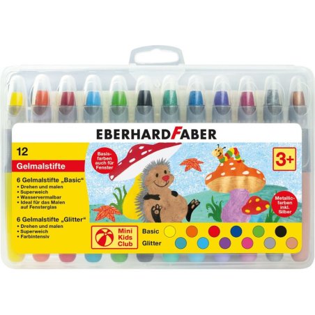 EBERHARD FABER Craie gel Basic & Metallic, étui de 12