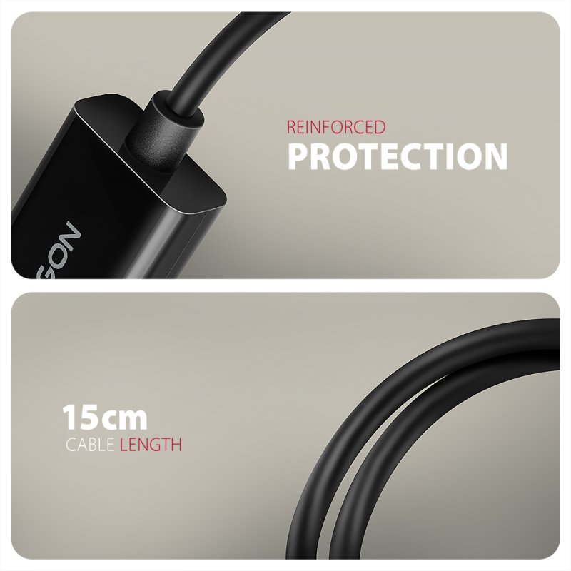 Câble adaptateur Axagon RVD-HI20N DisplayPort 1.2 mâle vers HDMI 2.0 femelle (Type A) 15cm (Noir)