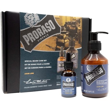 Proraso Azur Lime Beard Oil and Shampoo Duo Set