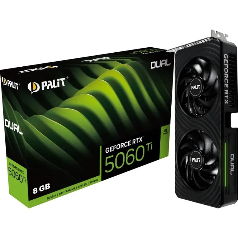 Palit RTX5060 Ti DUAL, PCIe5, 8GB DDR7, HDMI, 3 DP, 2572MHz Clock, RGB Lighting