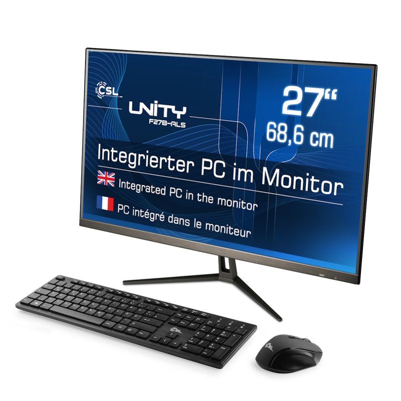 CSL Unity F27B-ALS All-in-One PC 27" (68,6cm) FHD Display, Intel N200, 32GB RAM, 1000GB M.2 SSD, Intel Grafik, Wi-Fi 6,