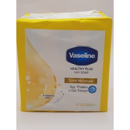 Vaseline Healthy Plus Bar Soap Total Moisture 75g - Pack of 3