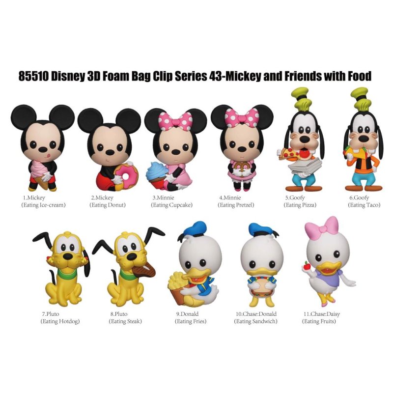MICKEY & AMIS - Series 43 - 3D Foam Bag Clip (Display 24 Pcs)
