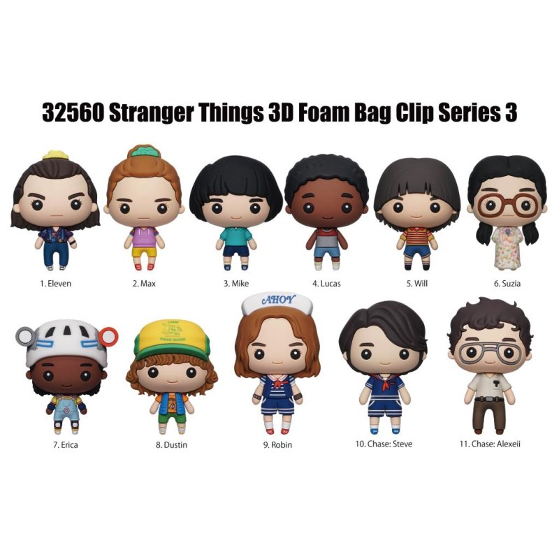STRANGER THINGS - Series 3 - 3D Foam Bag Clip (Display 24 Pcs)