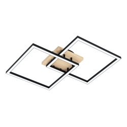 EGLO Lomaltas-Z Smart Ceiling Lamp – Black & Oak – 49.5x77 cm – Tunable White – Zigbee & Bluetooth