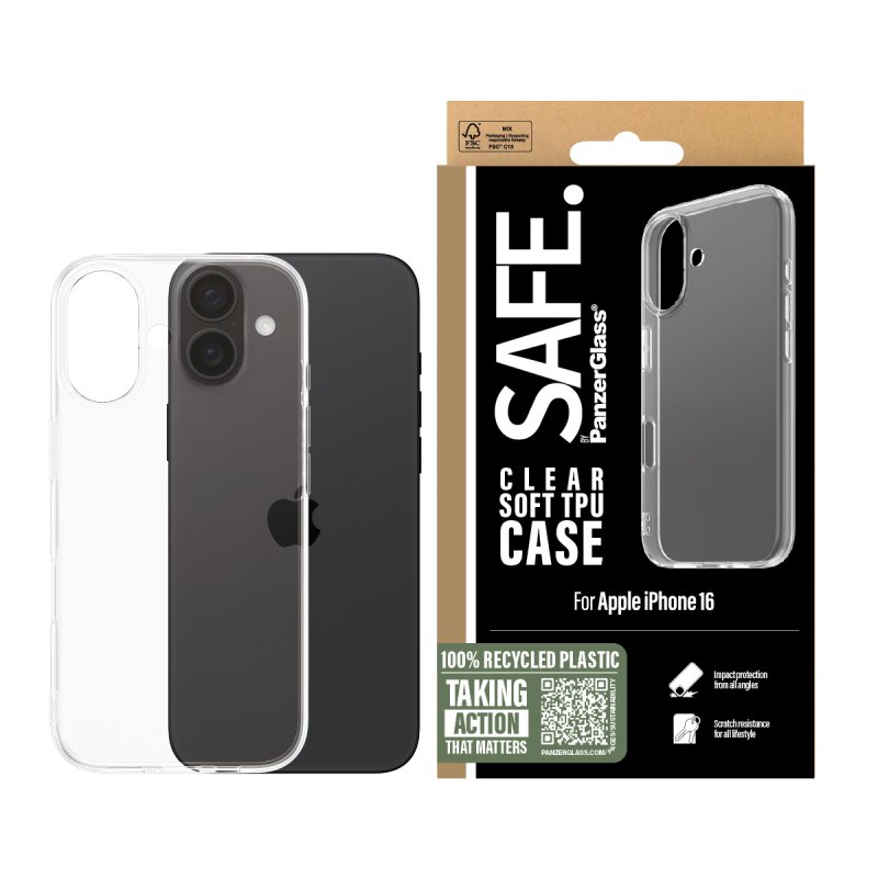 PanzerGlass SAFE. by TPU Case Transparent iPhone 16